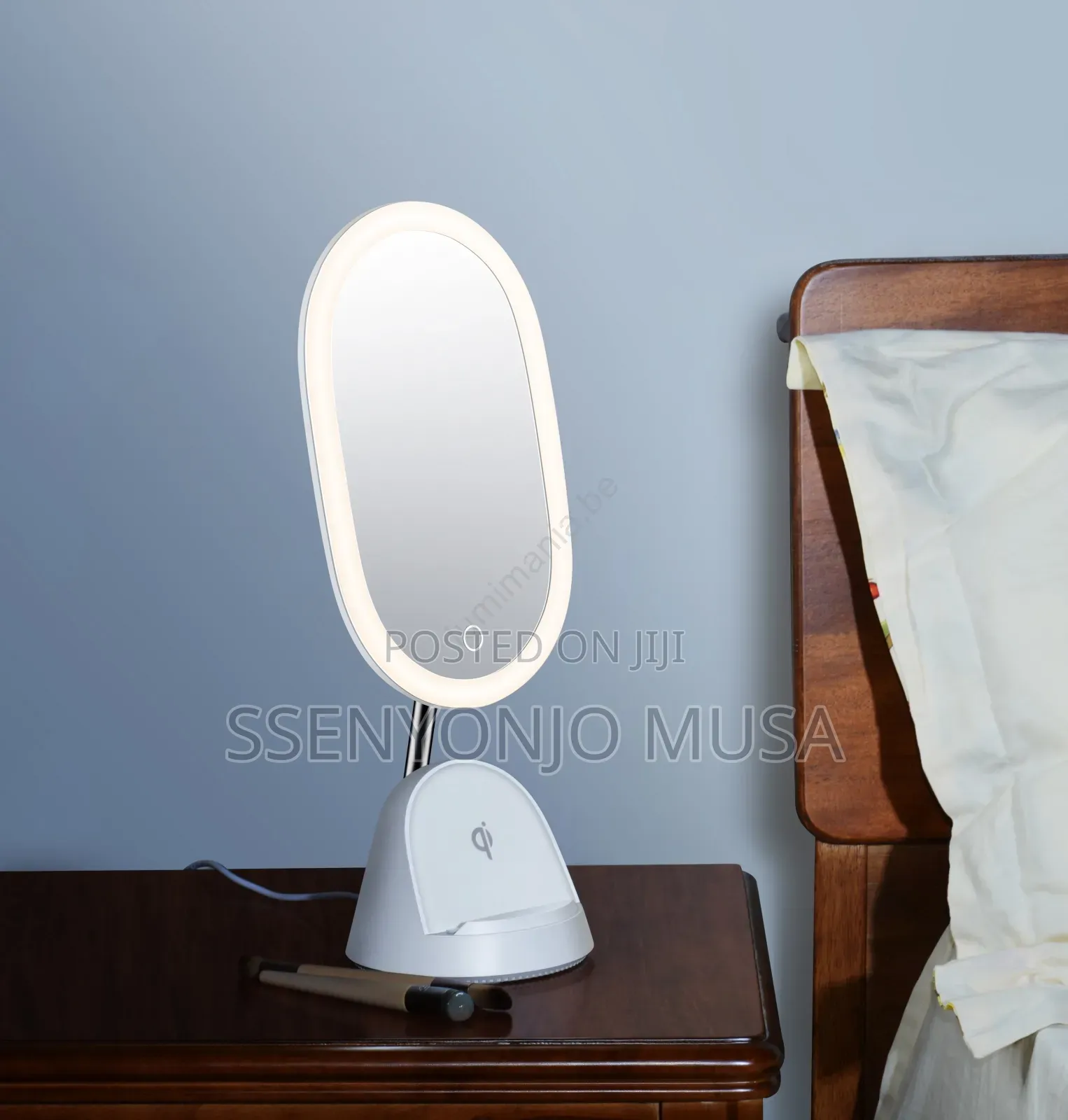 Led Makeup Mirror With Wireless Phone Charging – Dimmable Touch Light