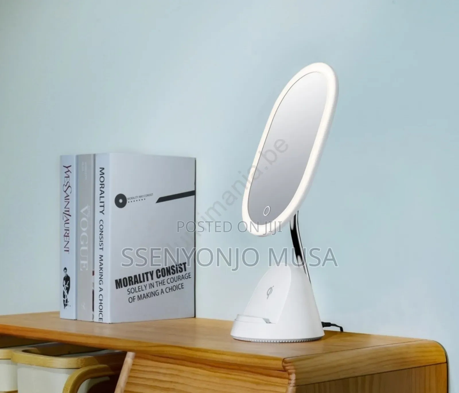 Led Makeup Mirror With Wireless Phone Charging – Dimmable Touch Light