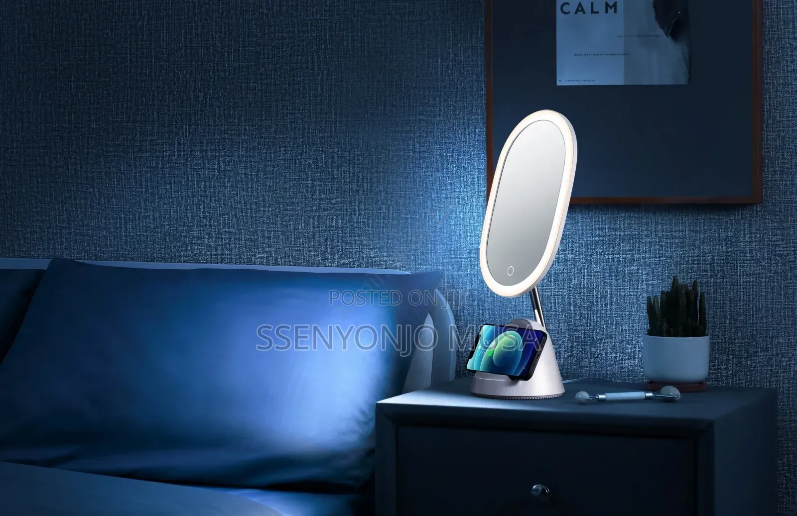 Led Makeup Mirror With Wireless Phone Charging – Dimmable Touch Light