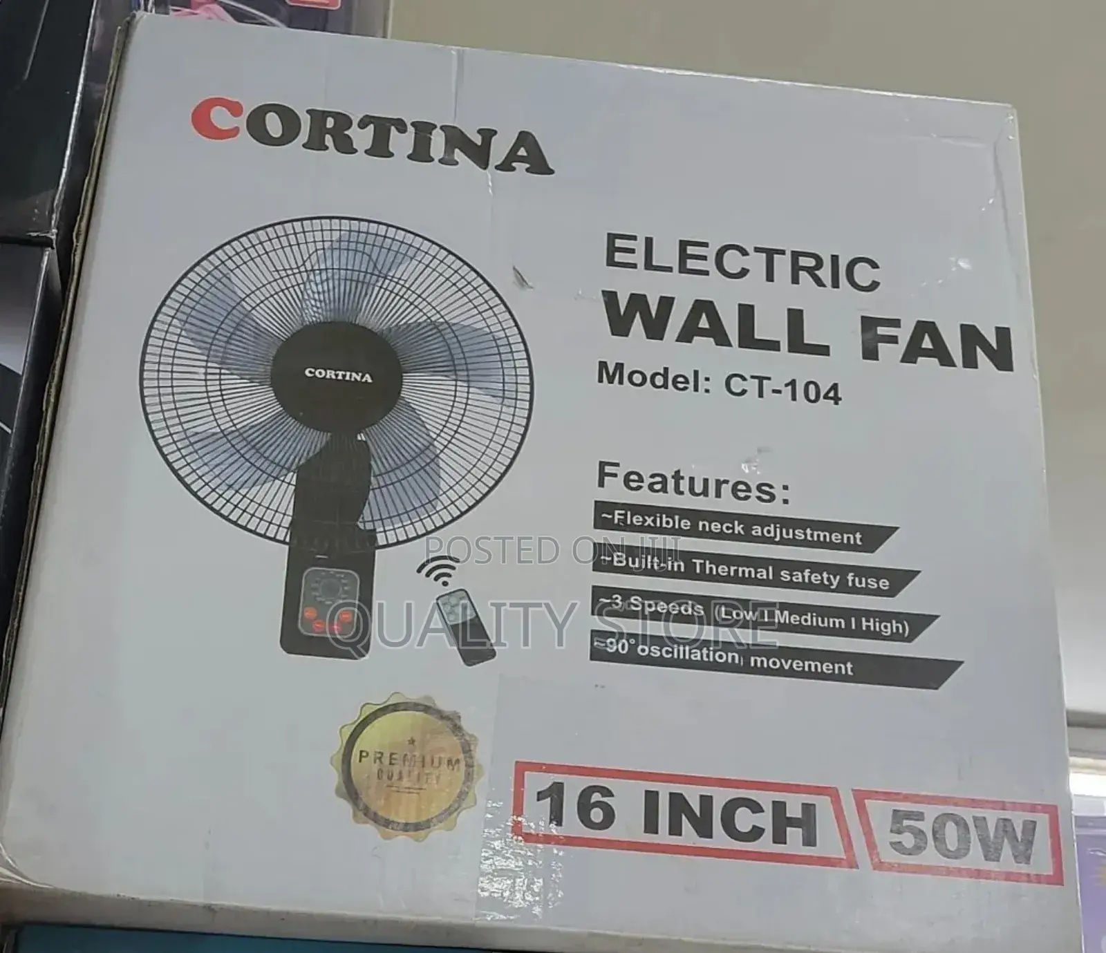 Cortina Wall Fan With Remote Control Ct-104