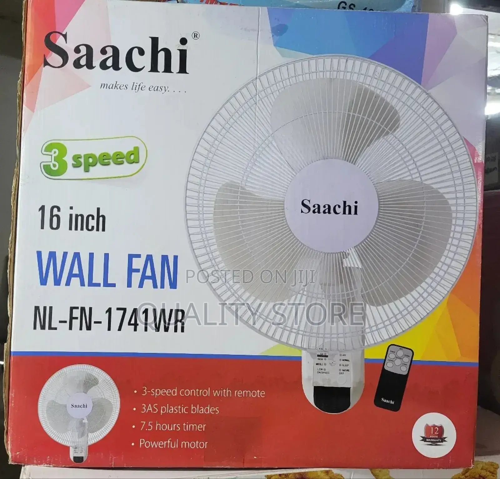 Saachi Wall Fan With Remote Control Nl-Fn-1741wr