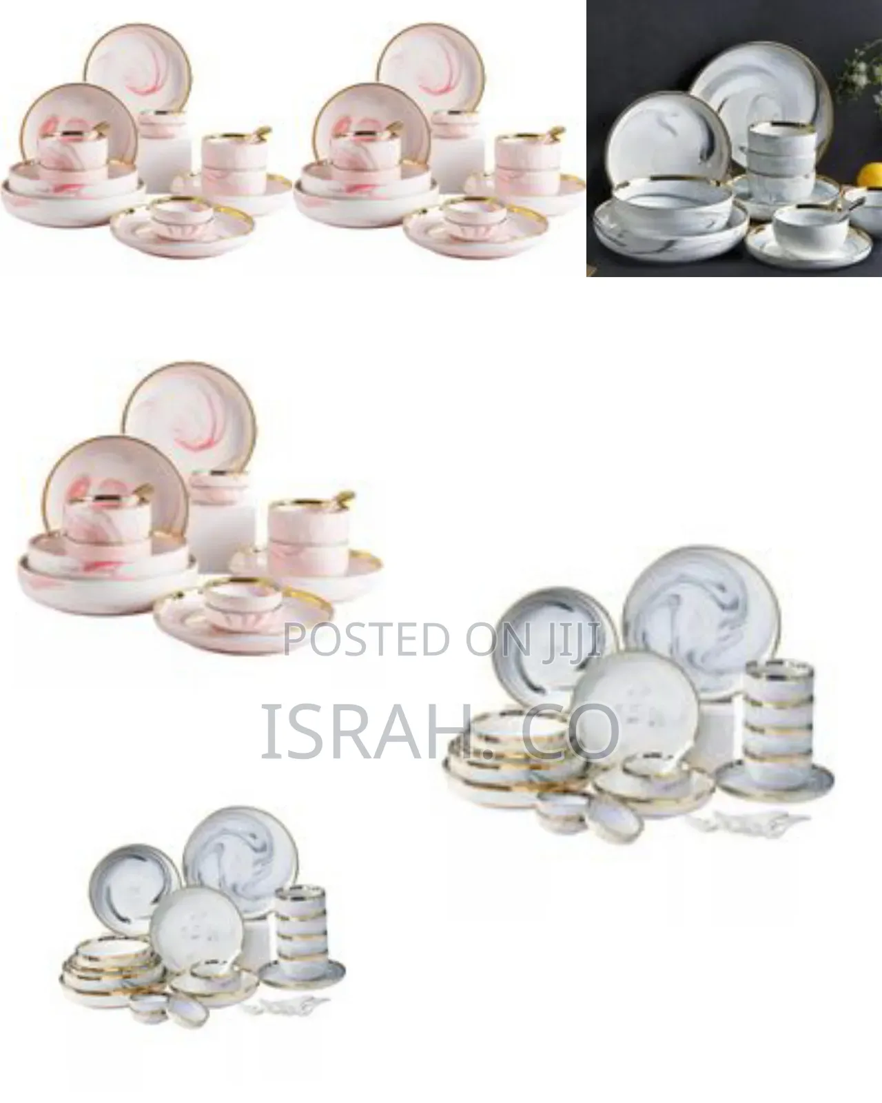 32pcs Microwave Ceramic Pates Bowls Spoons Restaurant Dinnerware