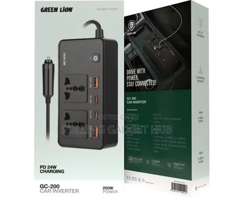 Green Lion Gc-200 Car Inverter - Black
