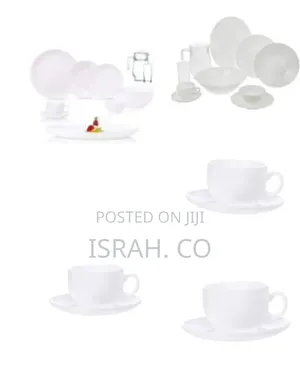 46 PCS Plain White Dinner Set With Cups, Glasses, Jug,