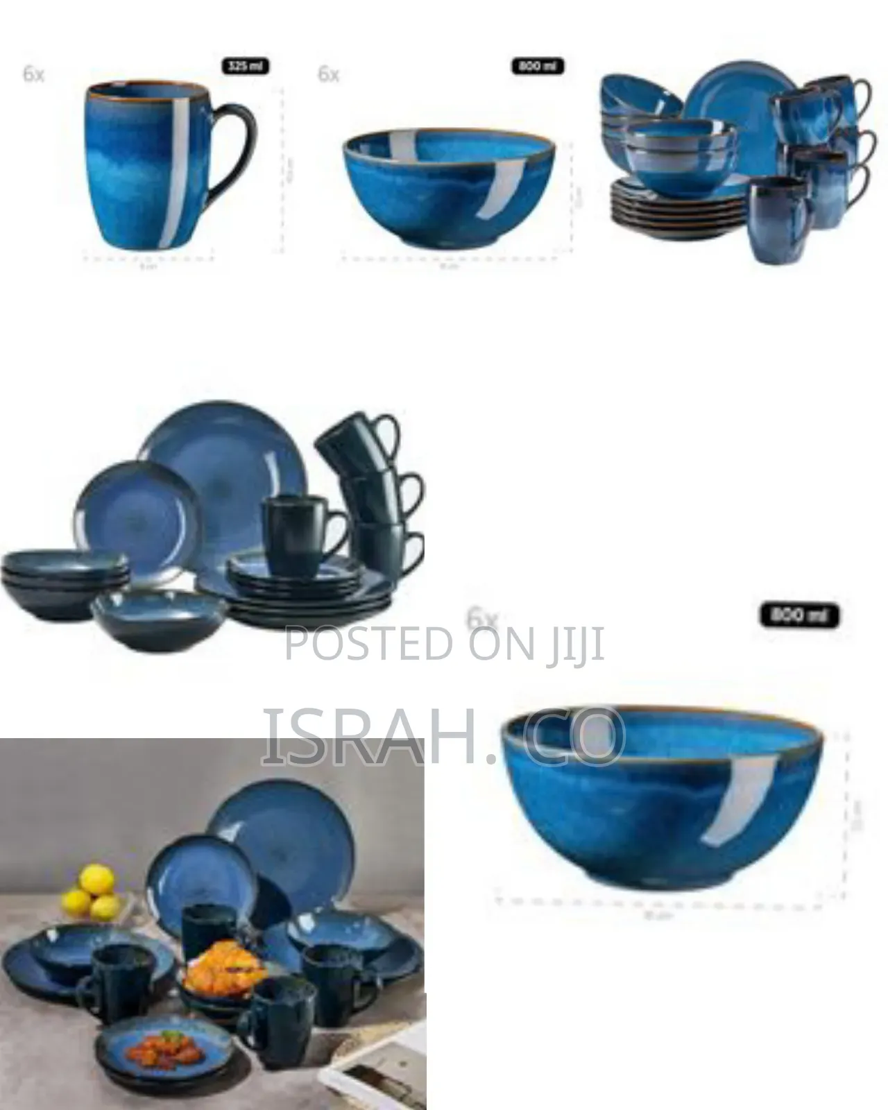 16 Piece Dazzling Blue Plates, Cups, Bowls Side Plate Dinnerware