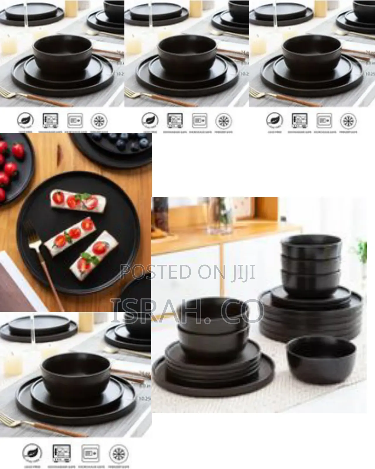 18pc Stoneware Dinnerware Sets of 6, Modern Plates and Bowl