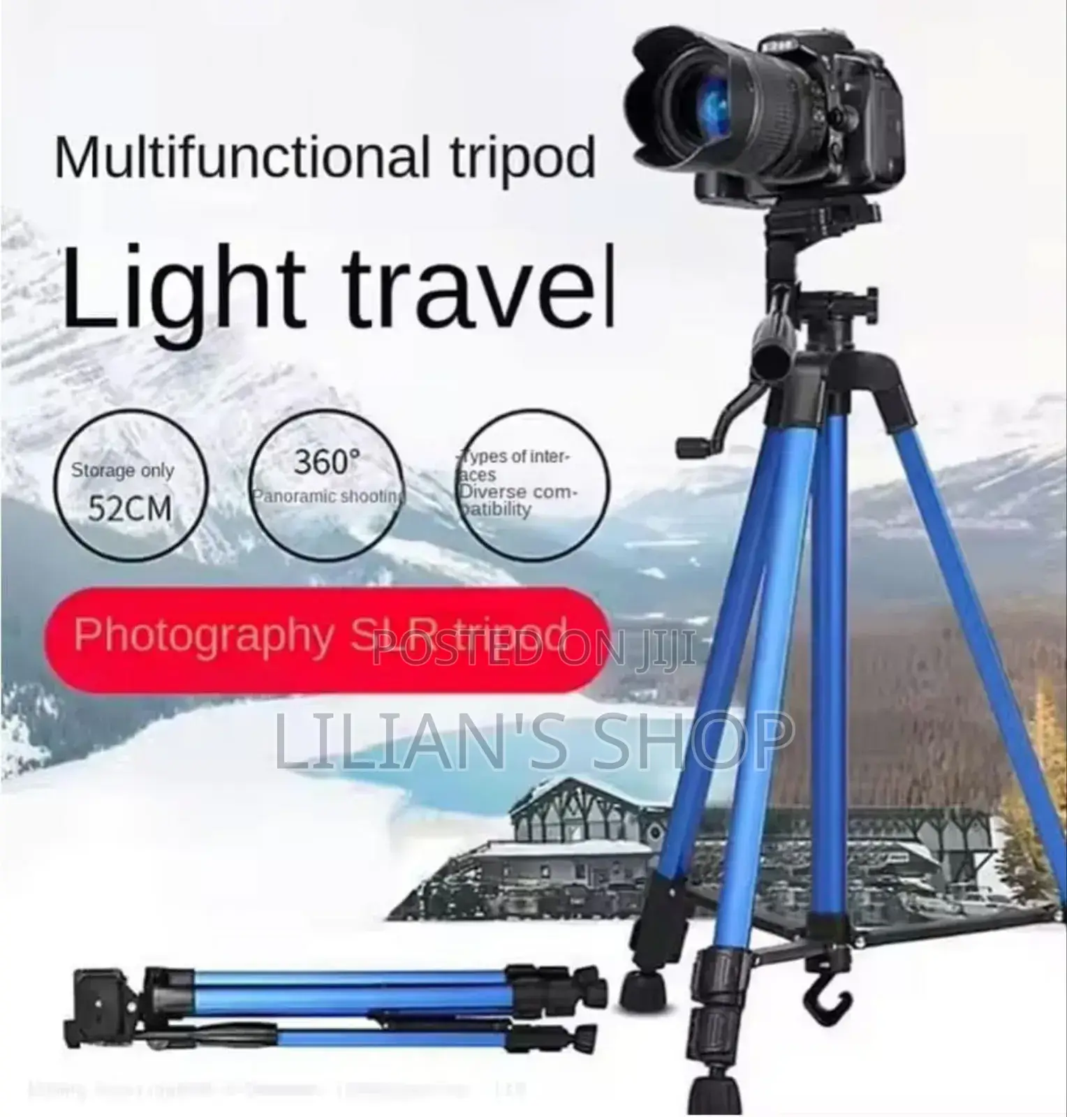 Heavy-Duty Lightweight Tripod With Phone Clip Bag