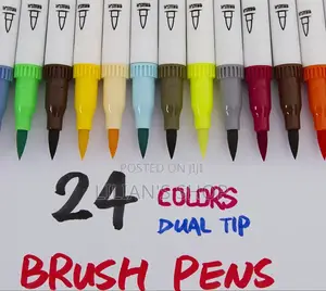 24 Colors Dual Tip Brush Pens