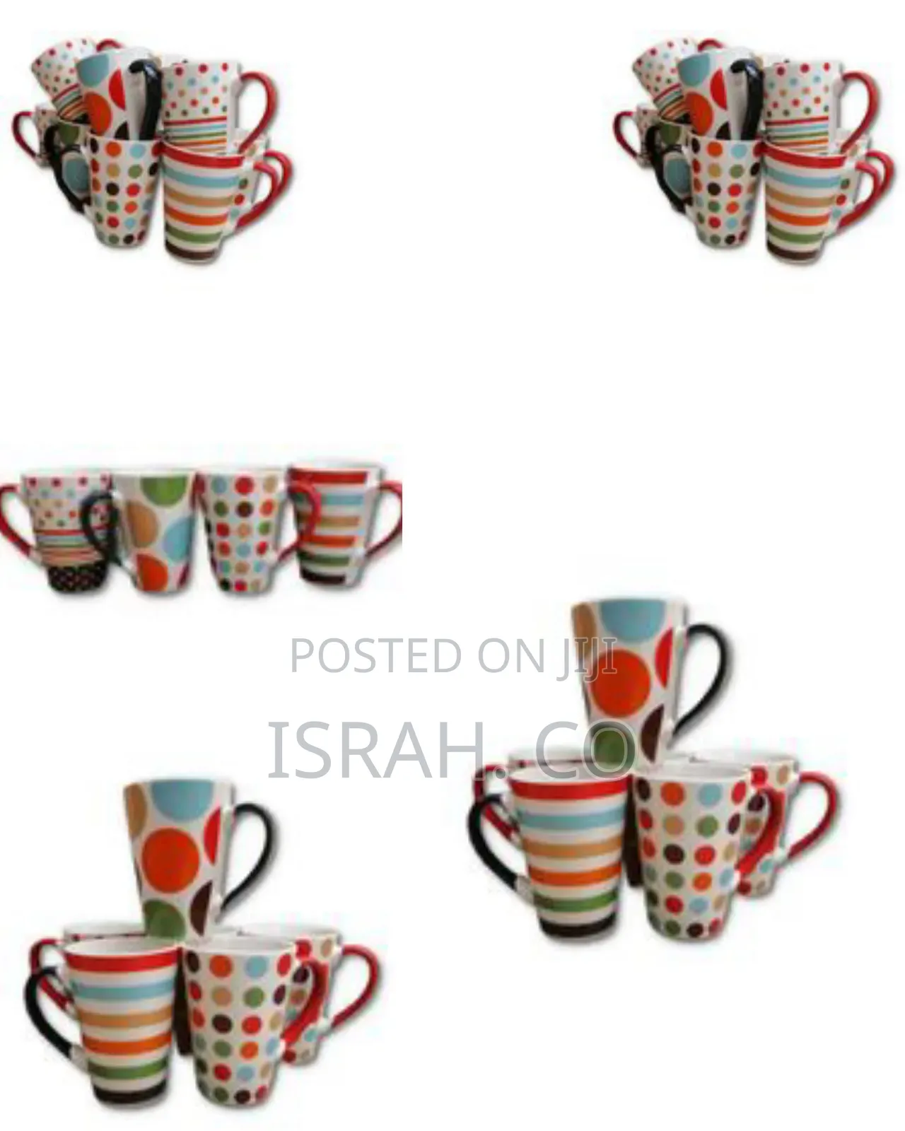 6 Pieces of Printed Coffee Tea Cups Mugs-