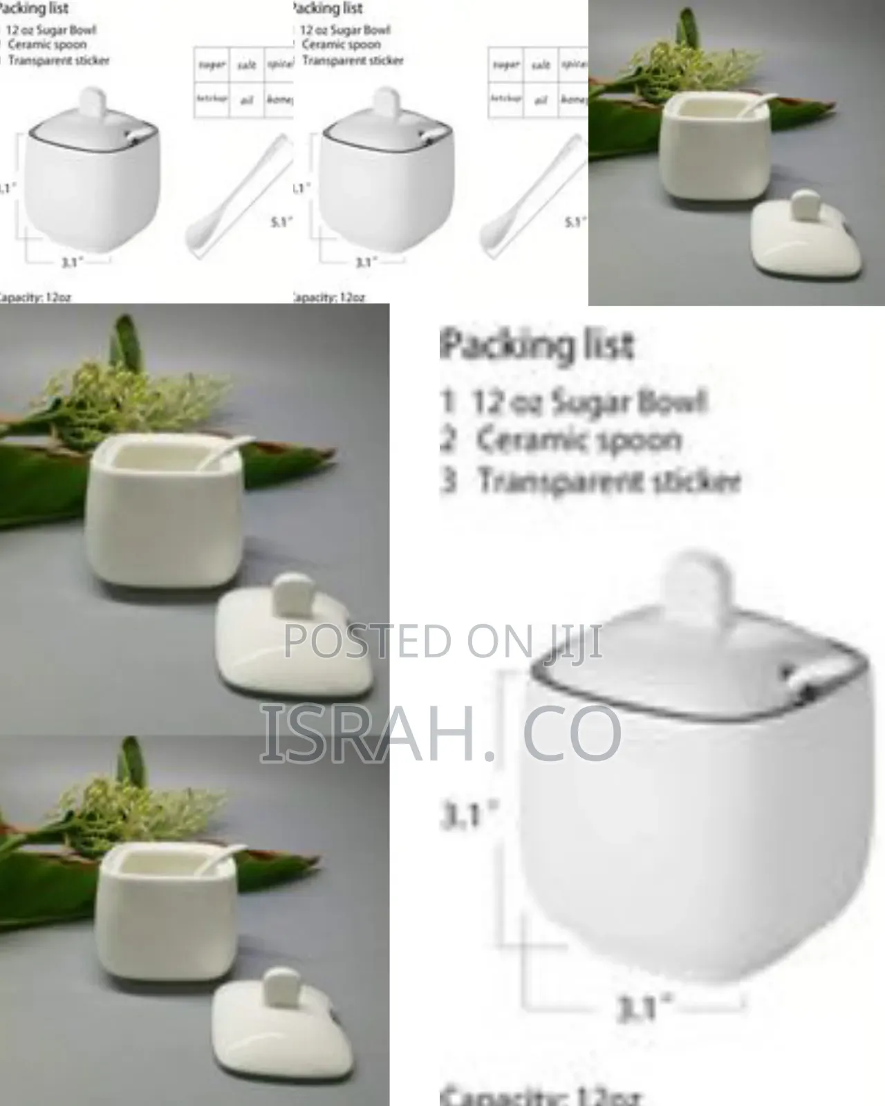 1 Piece of Ceramic Spice Jar Seasoning Box- Includes Lids, Spoons