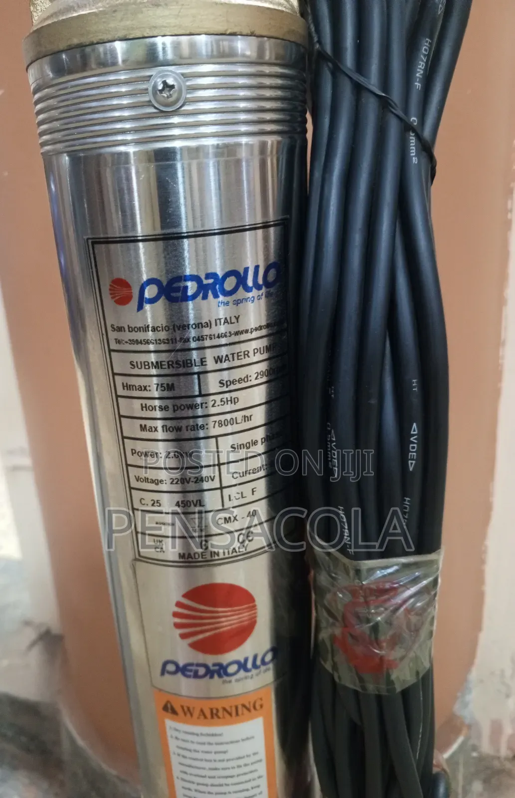 248 Feet / 75m Pedrollo Submersible Water Pump