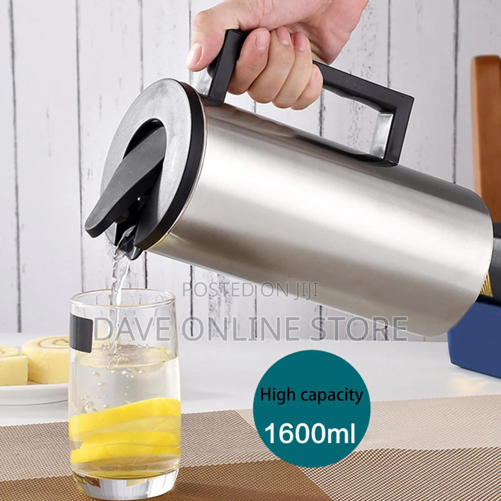1.6l Stainless Steel Pitcher and Lid With Handle Cold Water Kettle