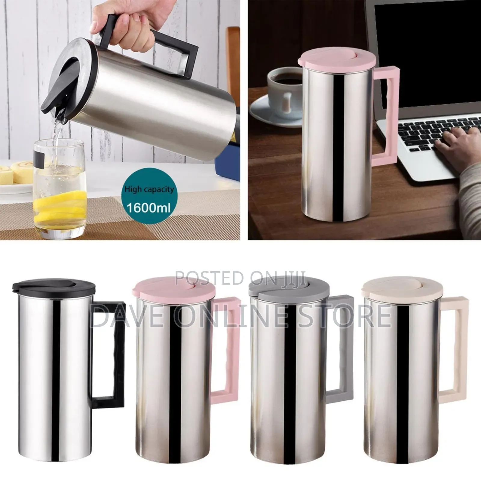 1.6l Stainless Steel Pitcher and Lid With Handle Cold Water Kettle