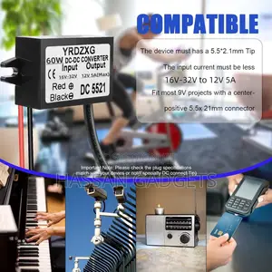Dc 24v to 12v 5a Power Adapter Conversion, With 5.5mmx2.1mm Dc