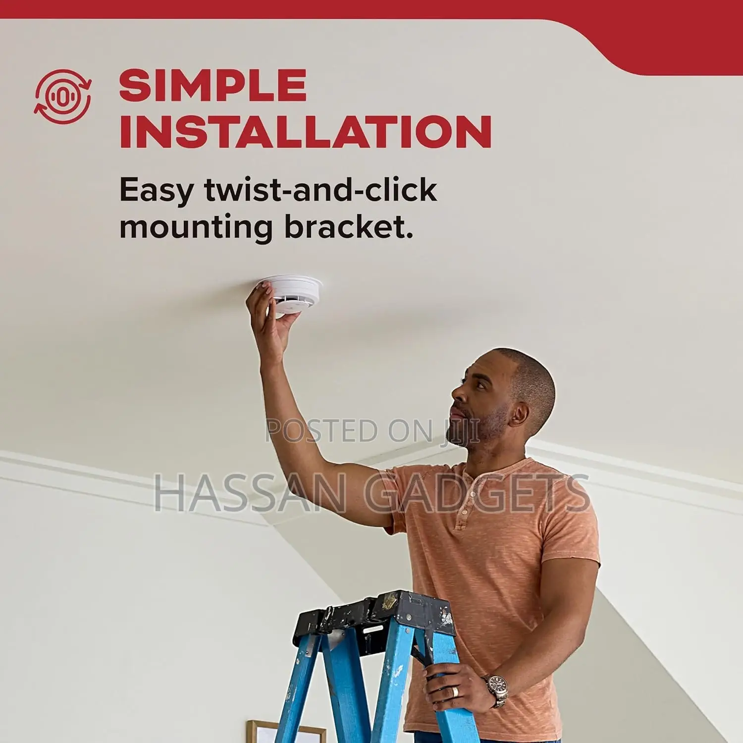 Smoke Detector, 10-year Battery Powered, With Led Status Lights, 85 Db