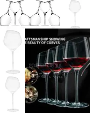 6pc Large Slant Rim Wine Glasses With Long Stem Drinking Crystal Mugs