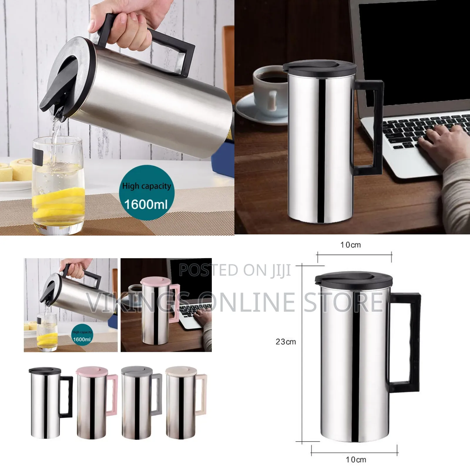 1.6l Stainless Steel Pitcher and Lid With Handle Cold Water Kettle