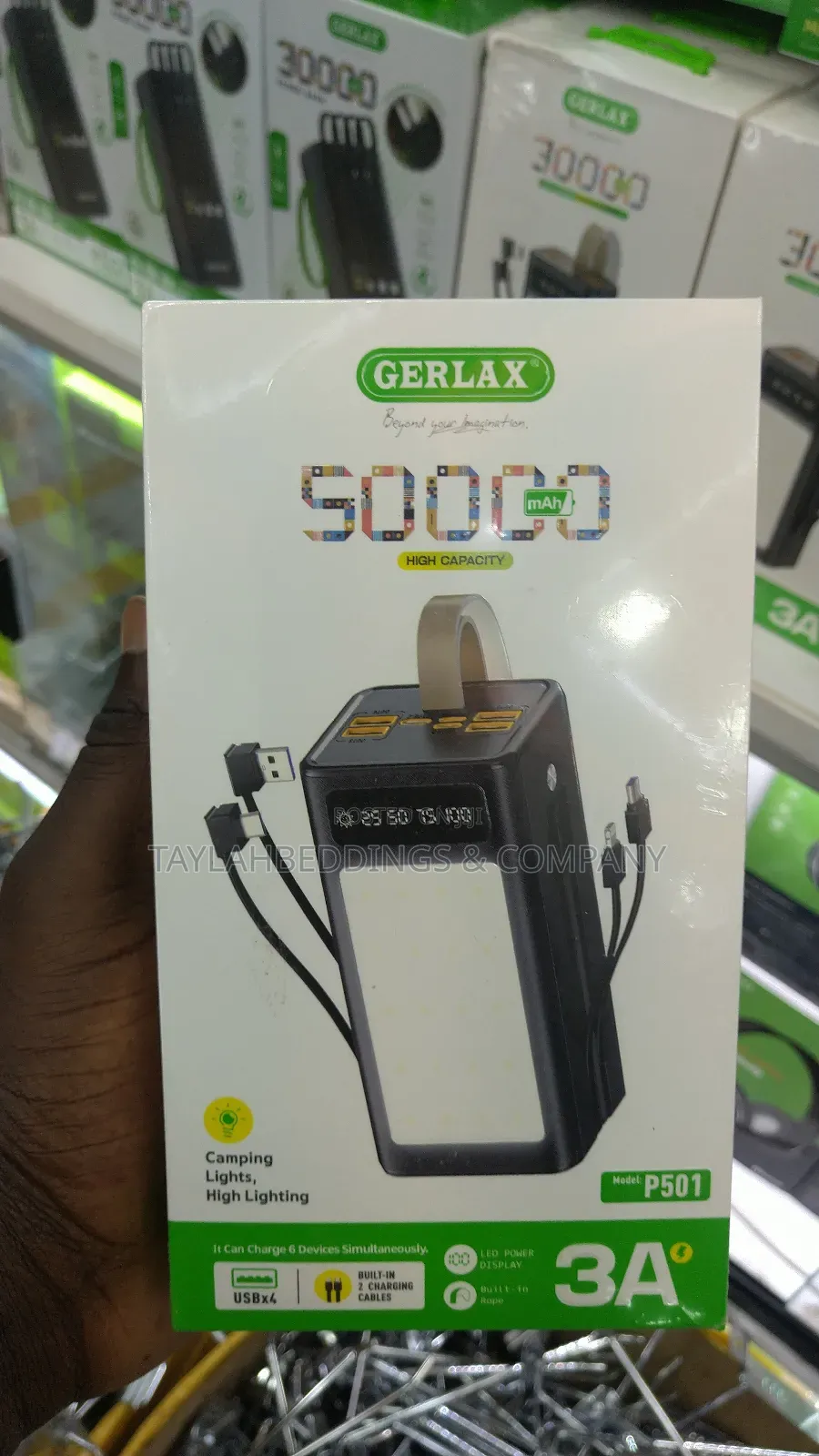 50000mah 4 in 1 Two Way Fast Charging Power Bank - Black