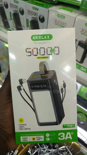 50000mah 4 in 1 Two Way Fast Charging Power Bank - Black