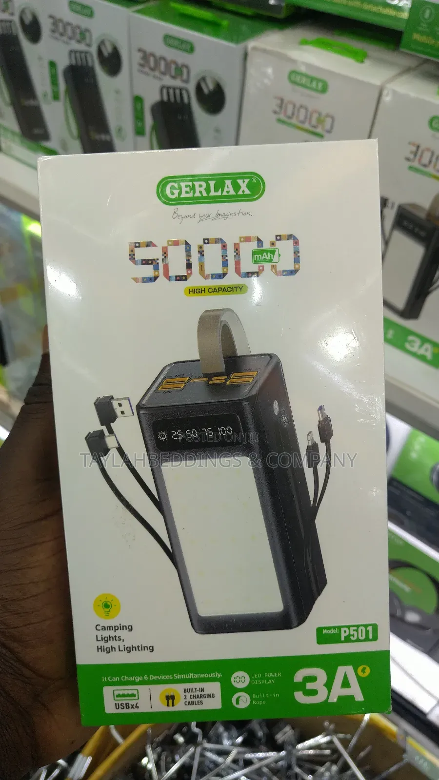50000mah 4 in 1 Two Way Fast Charging Power Bank - Black