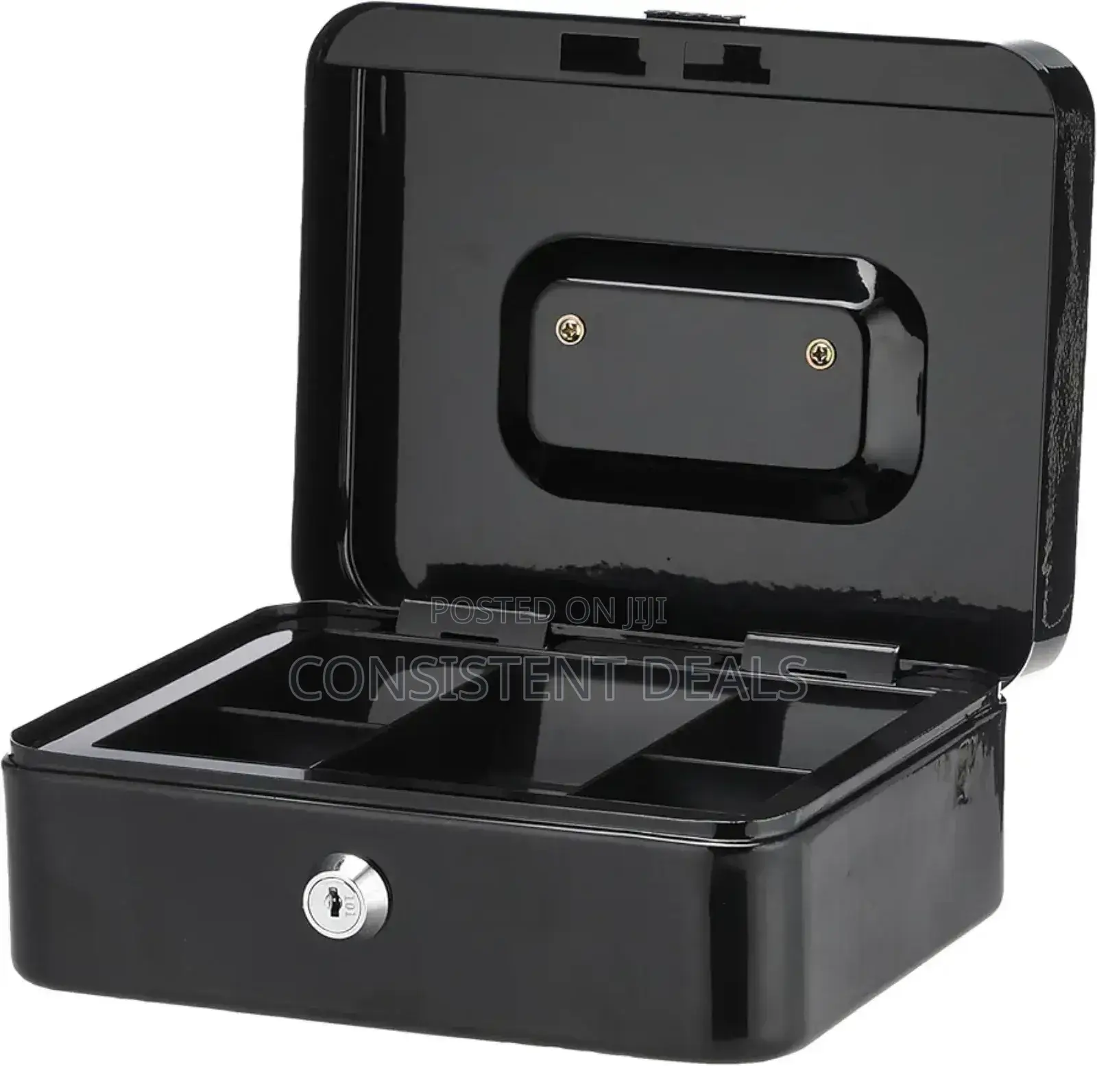 Deli Et500 Cashbox With Key, 90 Mm X 200 Mm X 160 Mm Size, Black