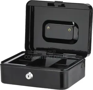 Deli Et500 Cashbox With Key, 90 Mm X 200 Mm X 160 Mm Size, Black