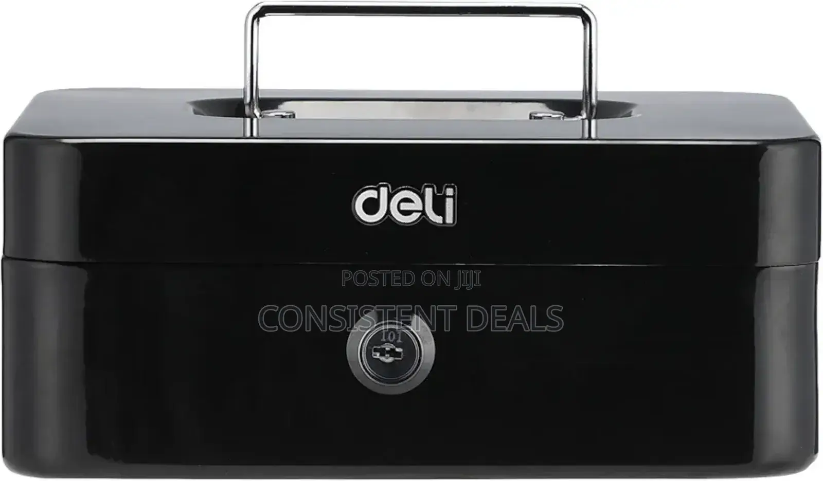 Deli Et500 Cashbox With Key, 90 Mm X 200 Mm X 160 Mm Size, Black