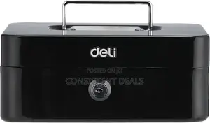 Deli Et500 Cashbox With Key, 90 Mm X 200 Mm X 160 Mm Size, Black
