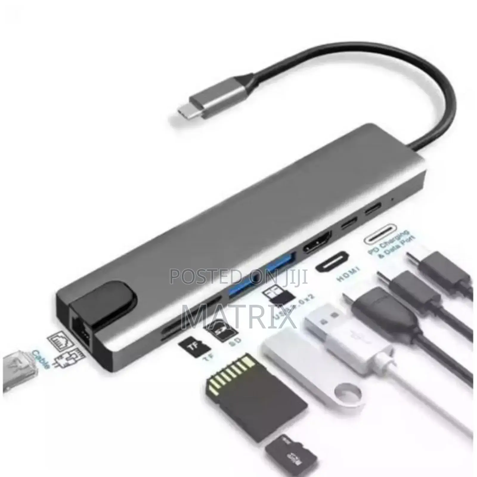 8 in 1" Multiport Adapter to Connect a Usb-C Computer to an HDTV