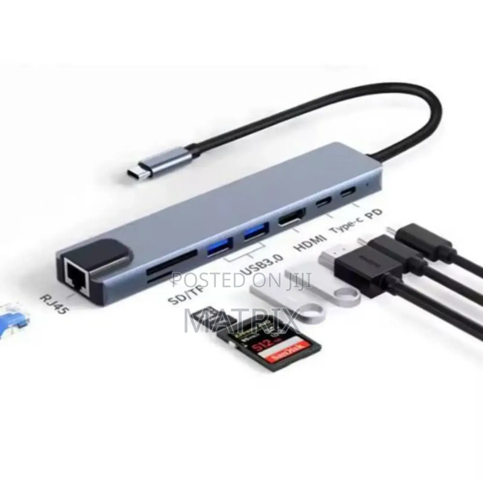 8 in 1" Multiport Adapter to Connect a Usb-C Computer to an HDTV