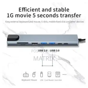 8 in 1" Multiport Adapter to Connect a Usb-C Computer to an HDTV