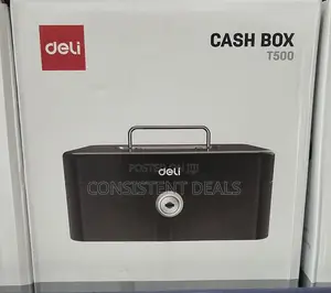 Deli Et500 Cashbox With Key, 90 Mm X 200 Mm X 160 Mm Size, Black