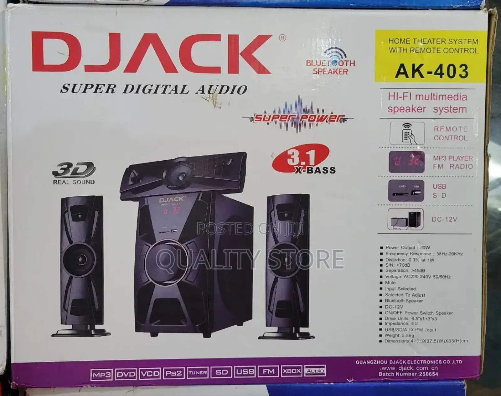 Djack 3.1 Channel Home Thearter System With Remote Control Ak-403