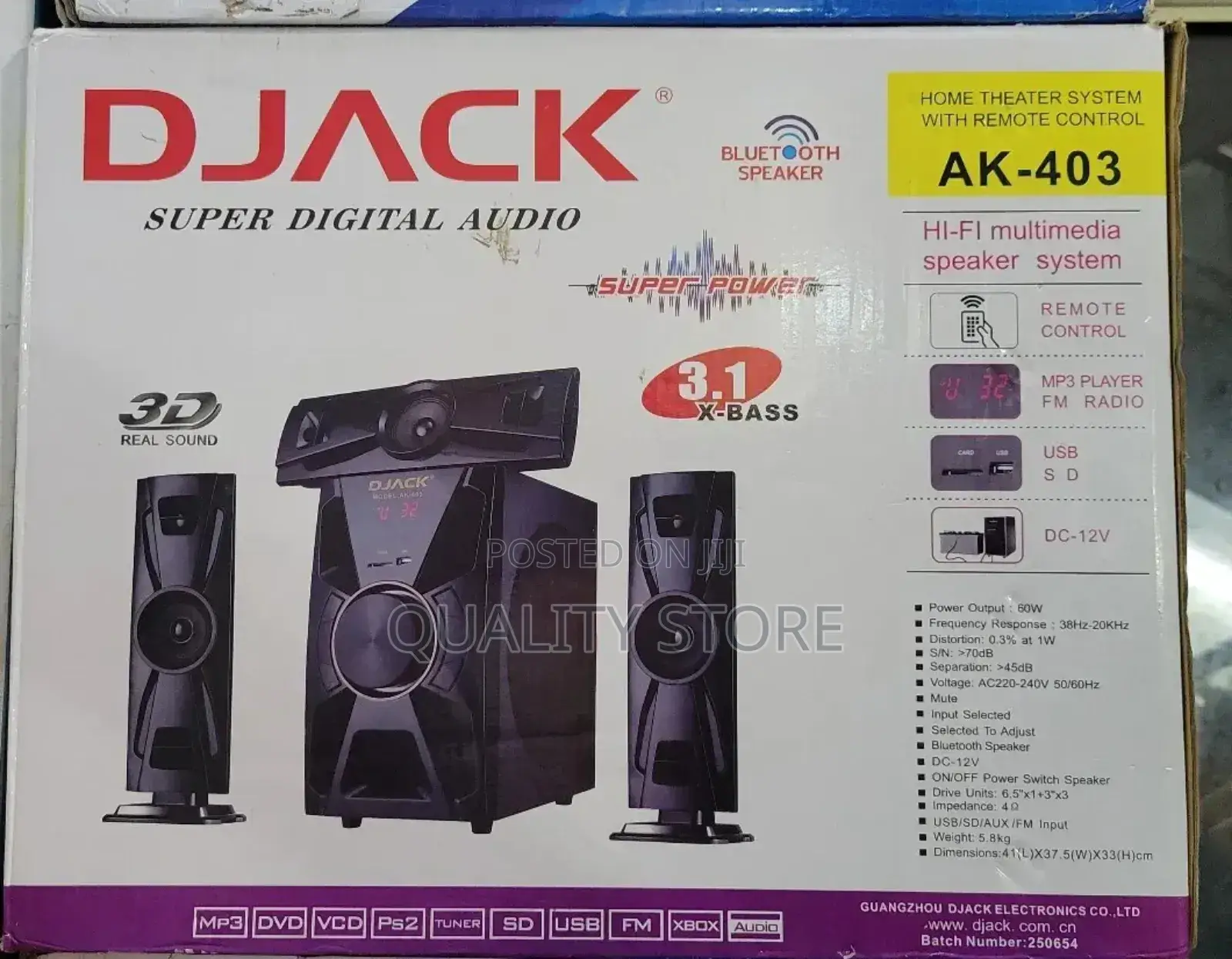 Djack 3.1 Channel Home Thearter System With Remote Control Ak-403