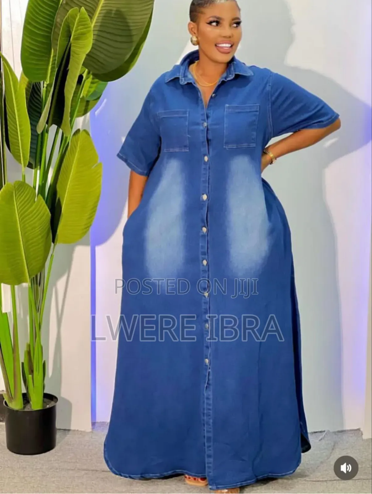 Blue Casual Long Jean Dresses