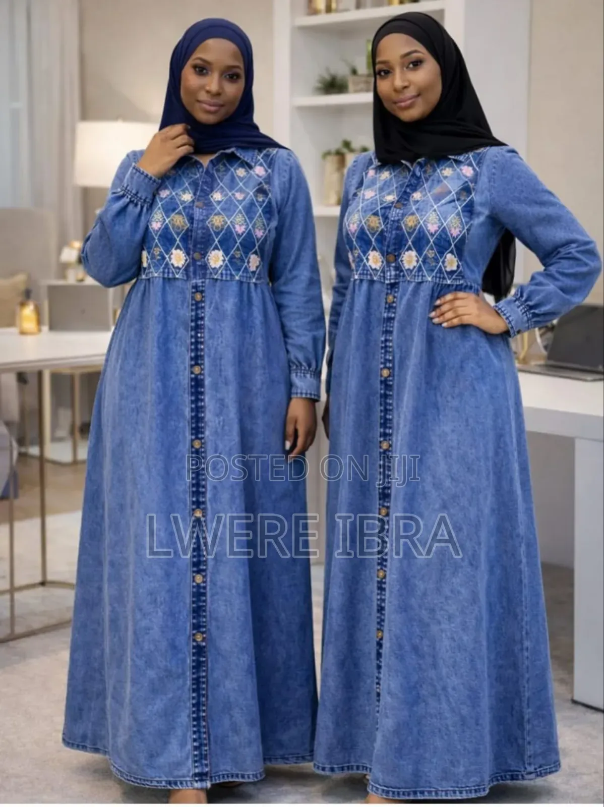 Blue Casual Long Jean Dresses