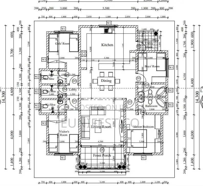 Building Plans for 4 Bedroom Self Contained House