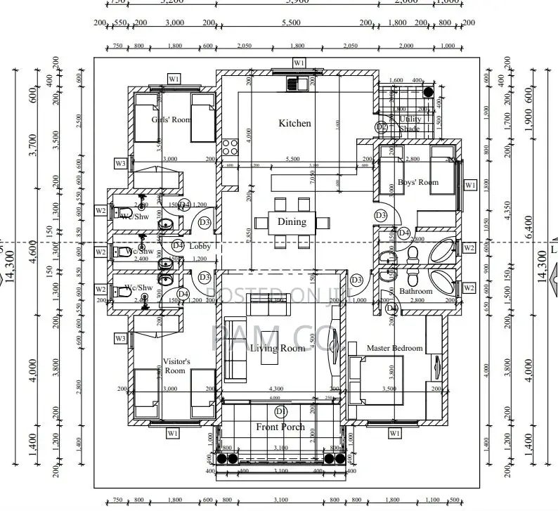 Building Plans for 4 Bedroom Self Contained House