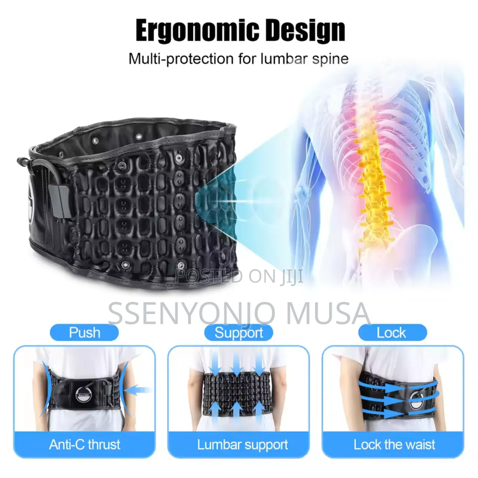 Inflatable Lumbar Support Belt With Air Pump – Adjustable Back Pain
