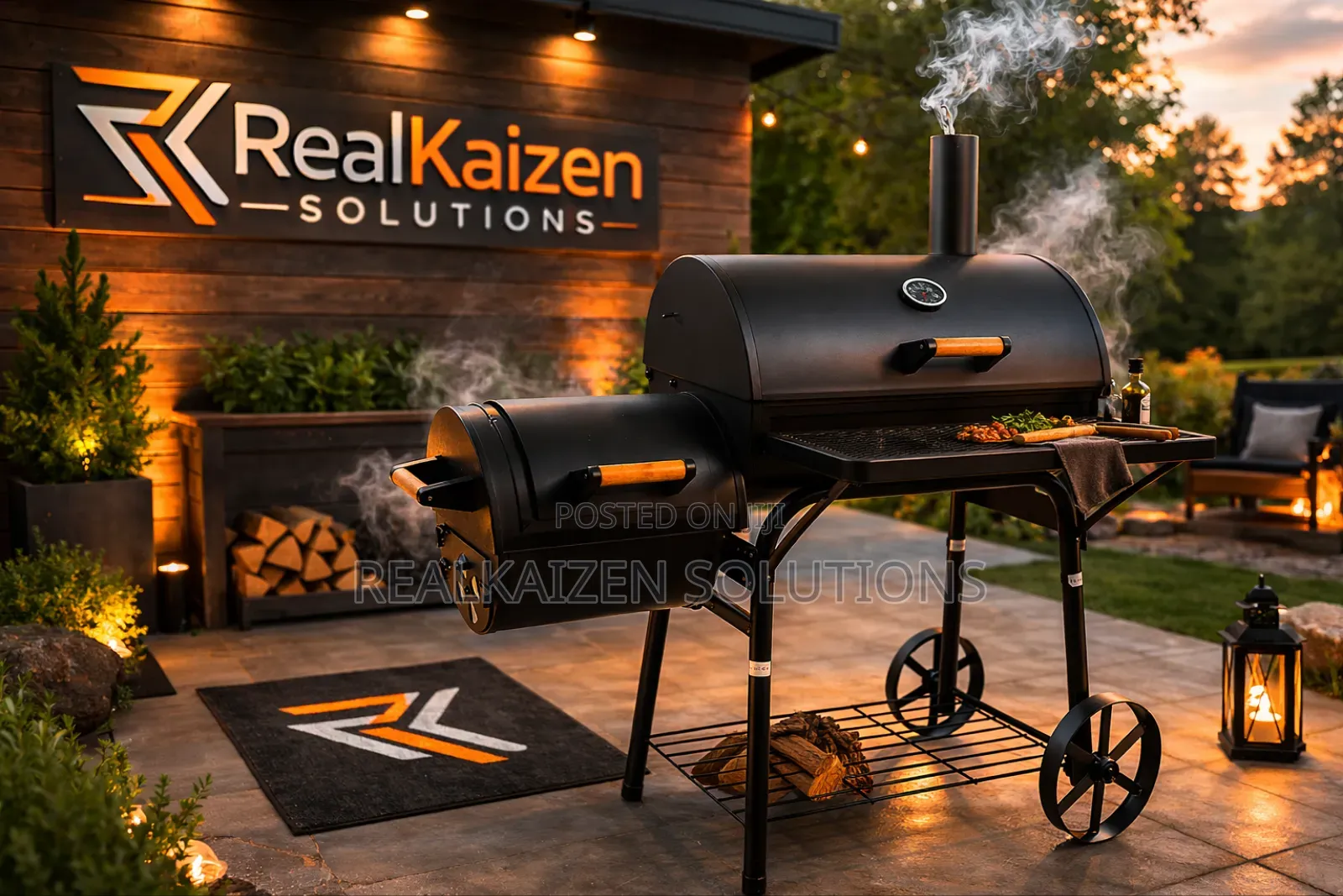 Outdoor Charcoal Offset Smoker Bbq Grill With Thermometer| Wheels|Rack