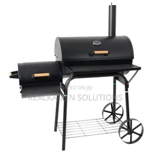 Outdoor Charcoal Offset Smoker Bbq Grill With Thermometer| Wheels|Rack