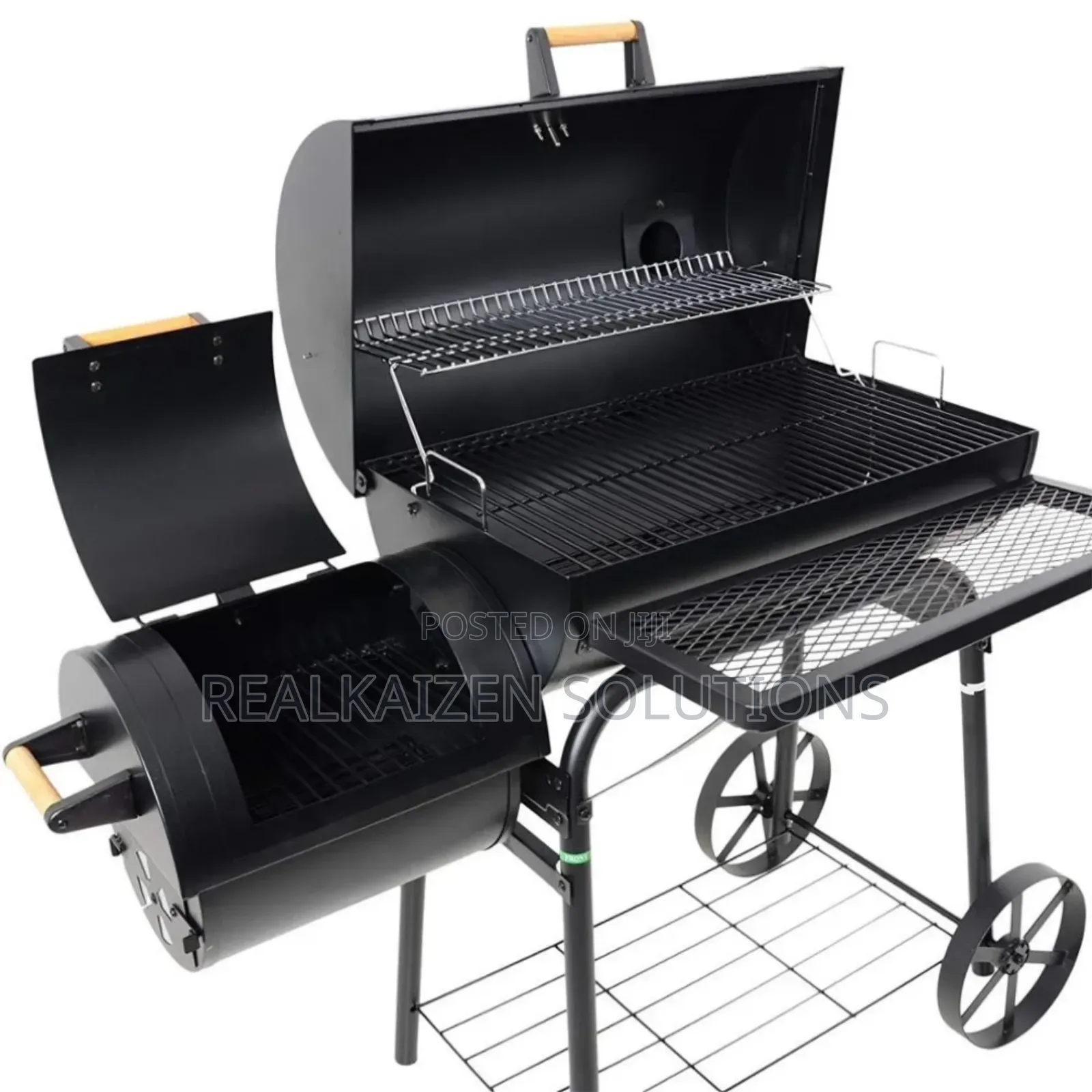 Outdoor Charcoal Offset Smoker Bbq Grill With Thermometer| Wheels|Rack