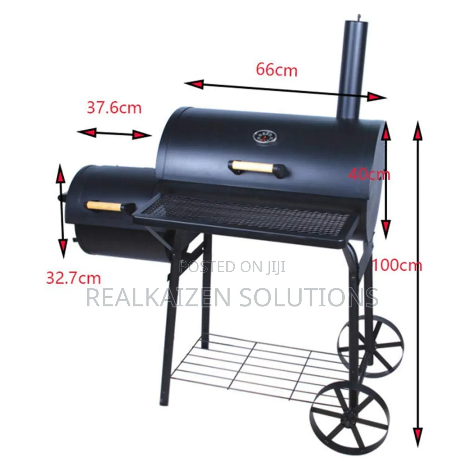 Outdoor Charcoal Offset Smoker Bbq Grill With Thermometer| Wheels|Rack