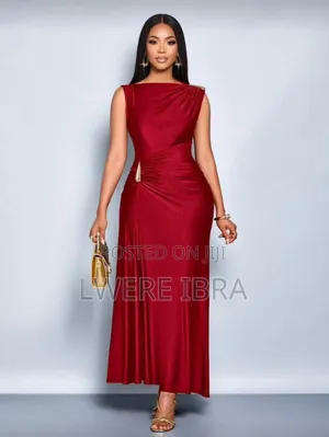Maroon Satin Party Dresses Size S-Xl