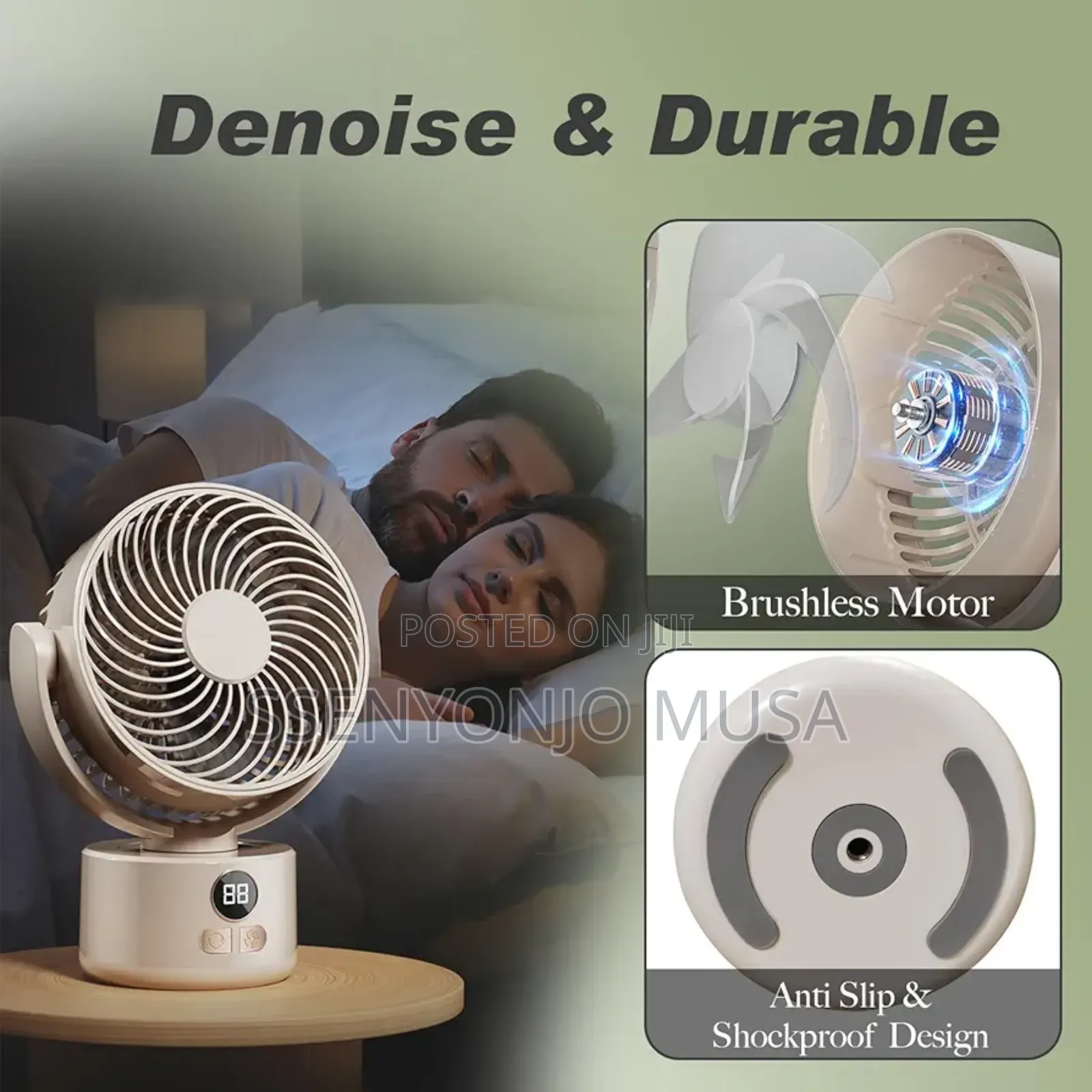 Portable Rechargeable Desk Fan With Usb – Quiet Oscillating Table Fan