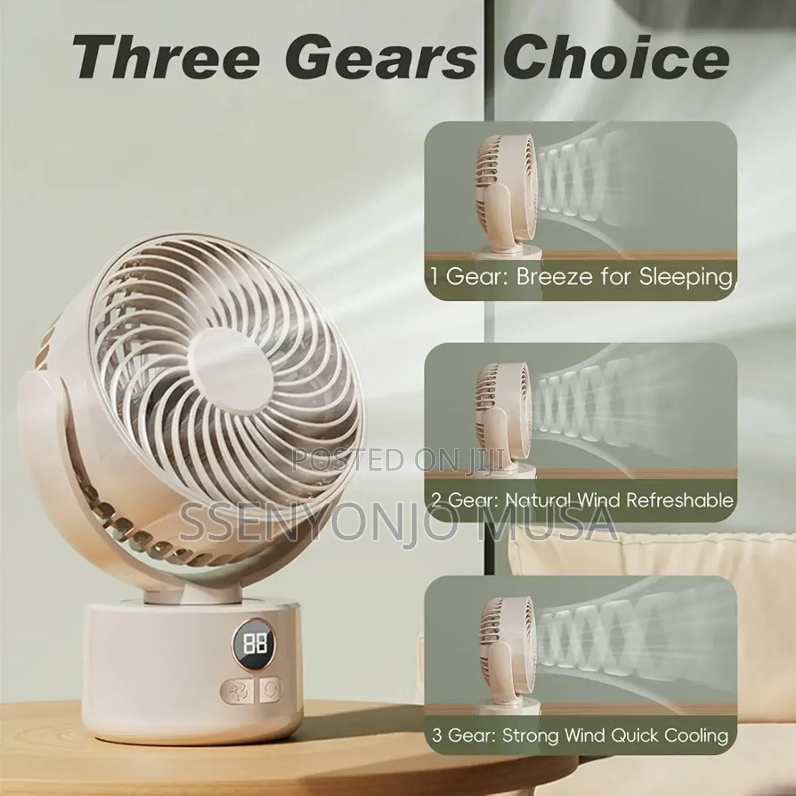 Portable Rechargeable Desk Fan With Usb – Quiet Oscillating Table Fan