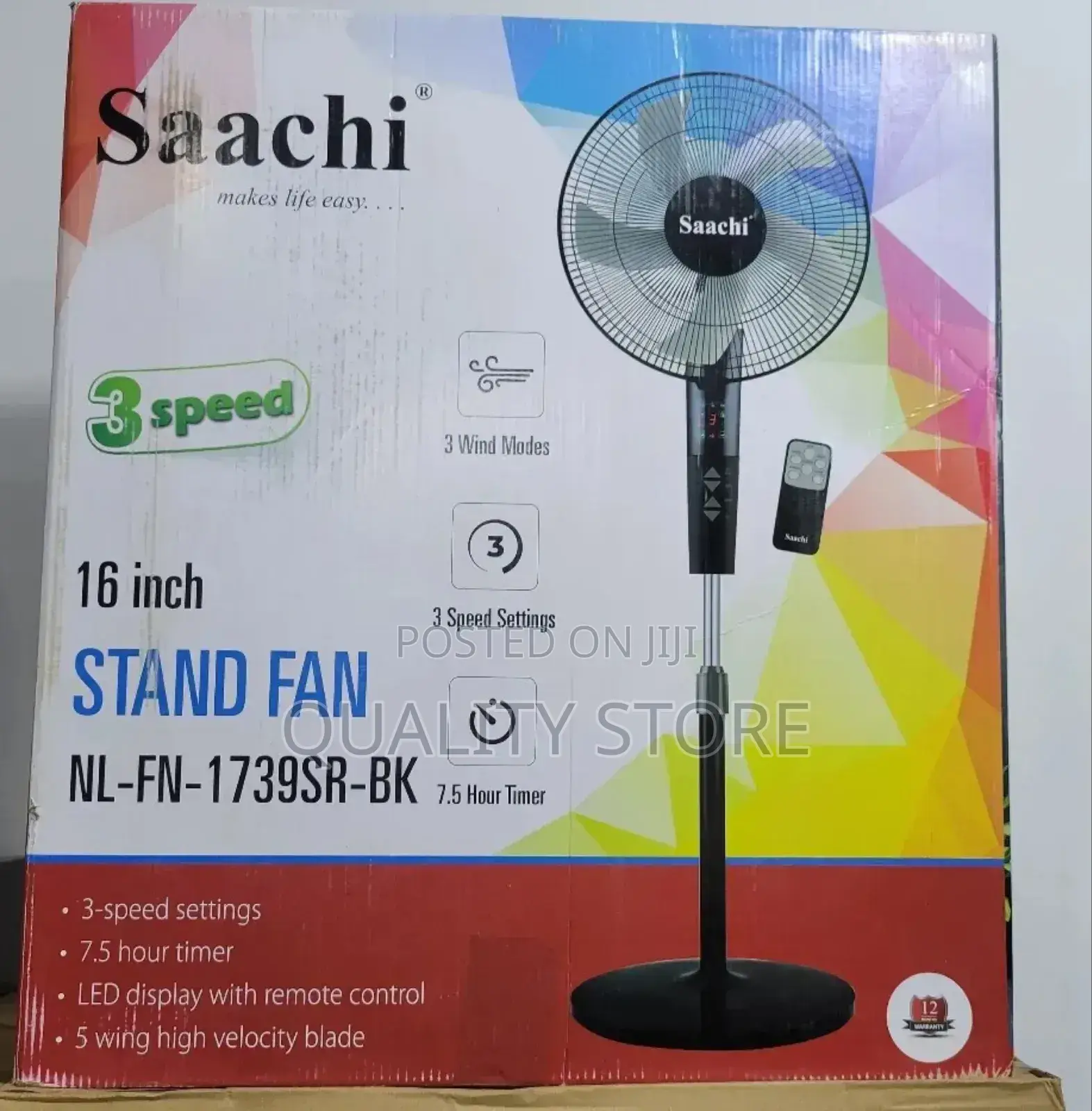 Saachi Electric Stand Fan With Remote Control Nl-Fn-1739sr-Bk
