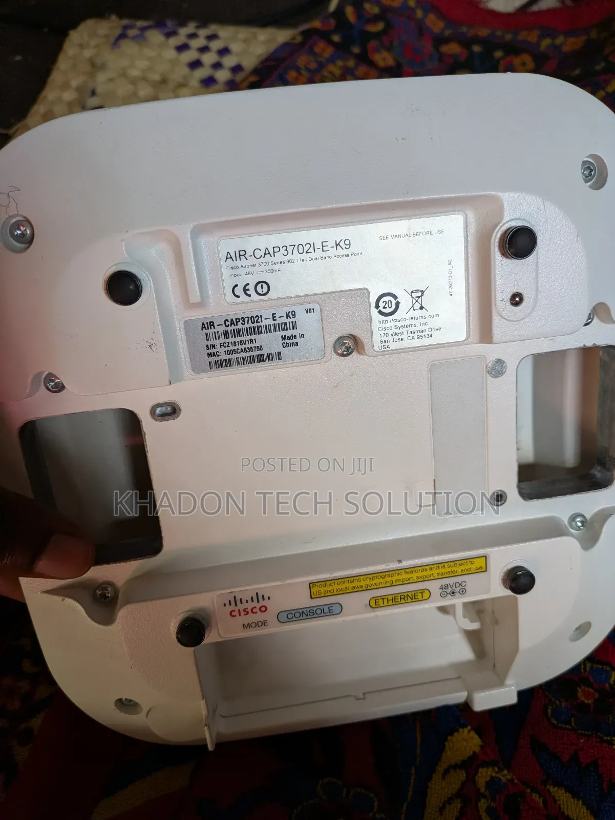 Cisco Aironet 3702i Wireless Access Point Air-Cap3702i-E- Dual Band