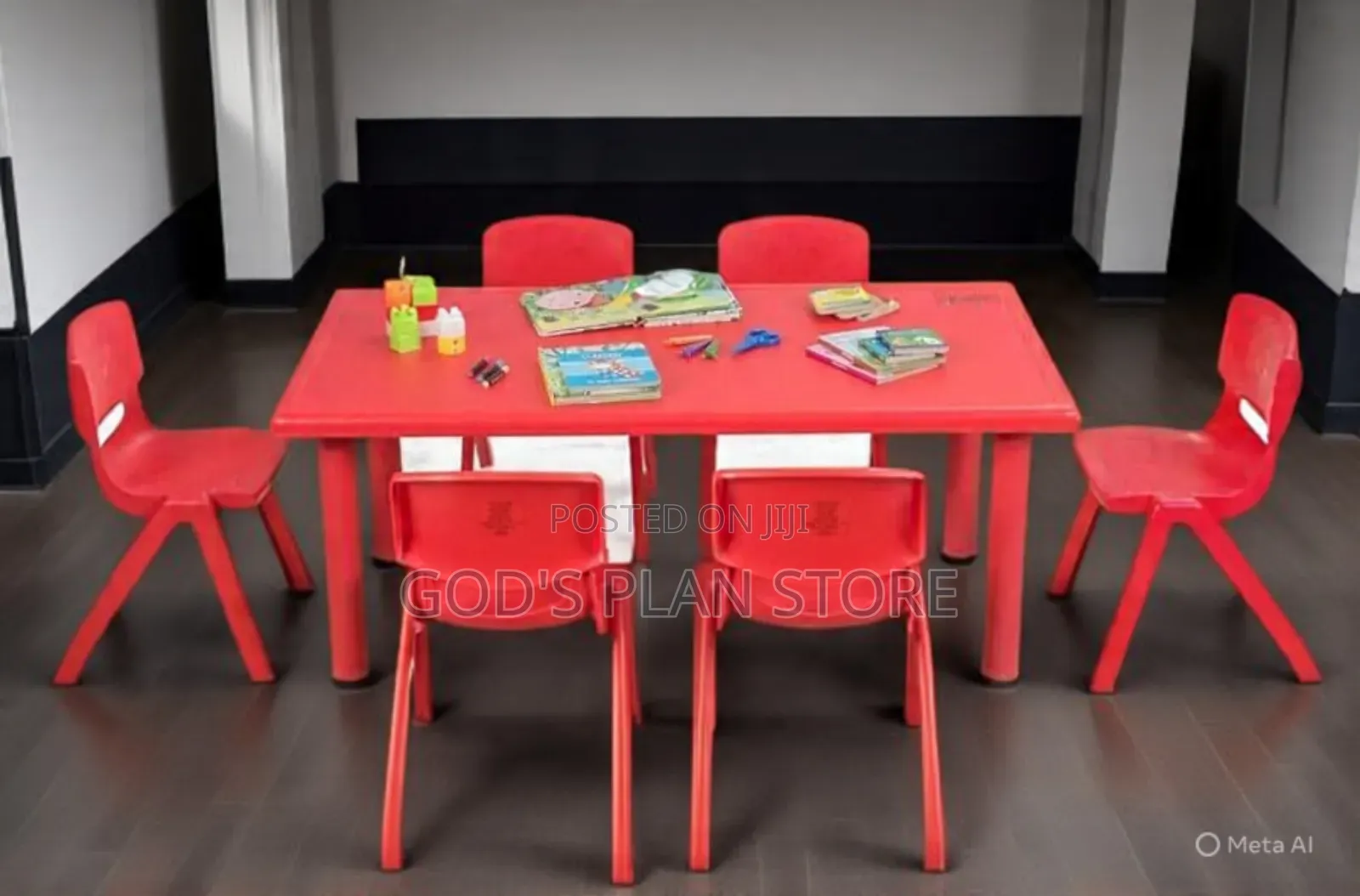 Metallic Stand Kids Table and Plastic Chairs