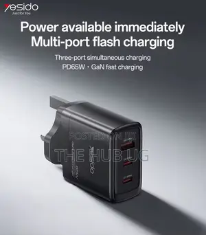 Yesido 65watts Gan Charger 3pin Usb C